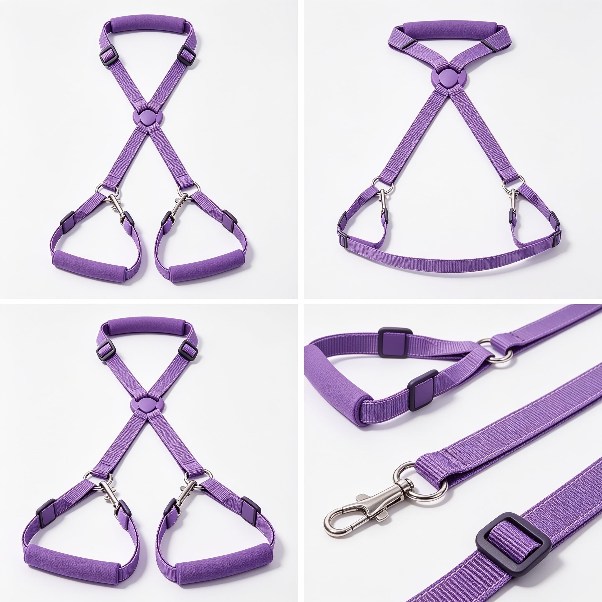 furclearpets.com PetAmi Premium Hands Free Dog Leash for 2 Dogs, Adjustable Waist Belt Leash for Dog Walking, Fanny Pack Accessories Bag Dual Bungee Leash for Running, Hiking, Jogging, Biking, Purple